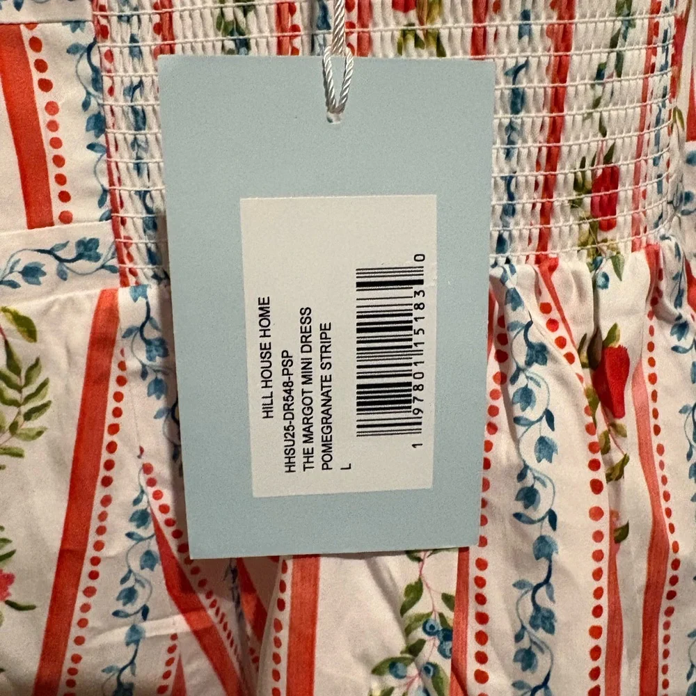 Hill House The Margot Mini Dress Large Color: Pomegranate Stripe NWT - Picture 6 of 7